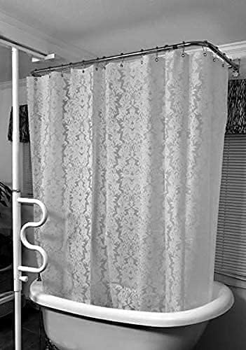 Clawfoot Tub Shower Curtain Floral Damask Liner All Around Extra Wide 180x70 Inch Heavy Duty Artwork Print Bath Curtain for Bathroom Decoration with 36 Metal Grommets Hooks PEVA Waterproof