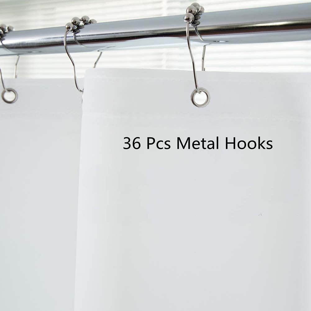 Clawfoot Tub Shower Curtain 180x70 Inch White Liner All Warp Around Extra Wide 36 Metal Hooks Vinyl Bath Curtain for Clawfoot Stand Up Tub Bathroom PEVA Waterproof Liner