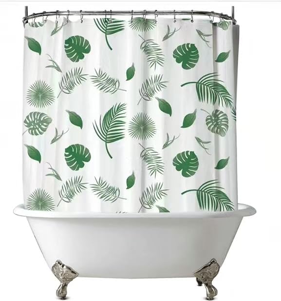 Clawfoot Tub Shower Curtain Floral Damask Liner All Around Extra Wide 180x70 Inch Heavy Duty Artwork Print Bath Curtain for Bathroom Decoration with 36 Metal Grommets Hooks PEVA Waterproof