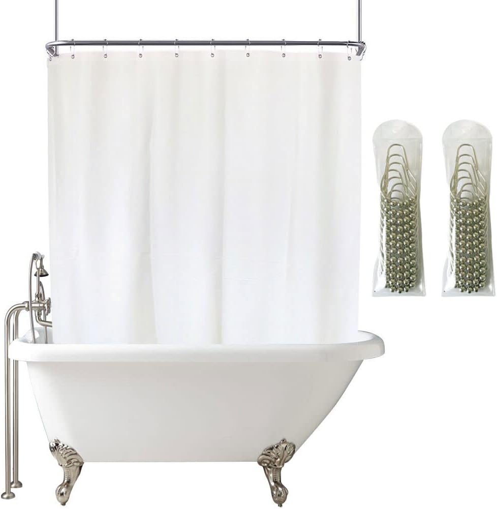 YISURE Clawfoot Tub Shower Curtain, Wrap Around Clear Shower Curtain Liner with 6 Bottom Magnets PEVA Extra Wide Bathtub Curtain for Bathroom Vintage Freestanding Tub 180’’W x 70’’L