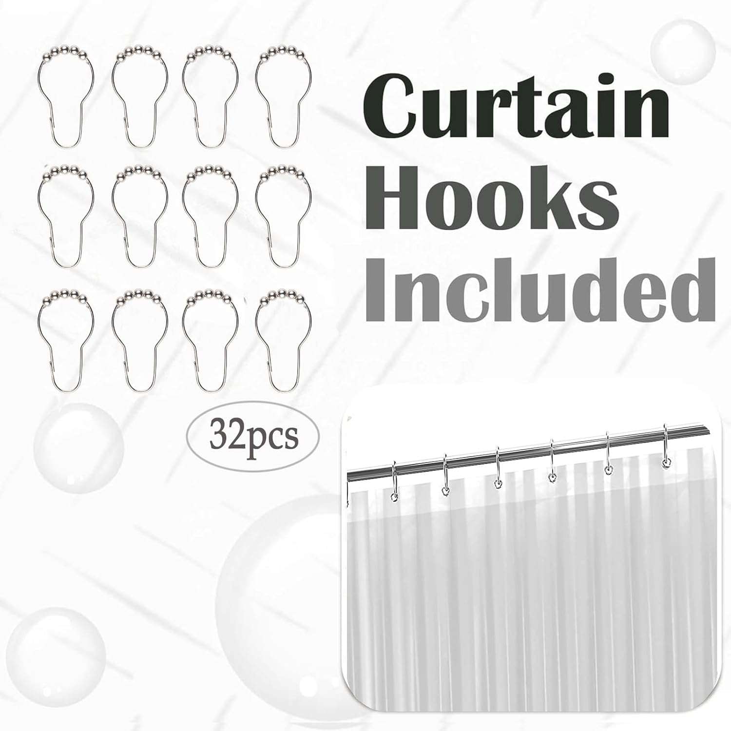 Clear Clawfoot Tub Shower Curtain Short Length 60 Inch 360 PEVA Wrap Around Bath Tub Curtain Sets with 6 Bottom Magnets for Bathroom Freestanding Tub 32 Metal Hooks Included 60''L x 180''W