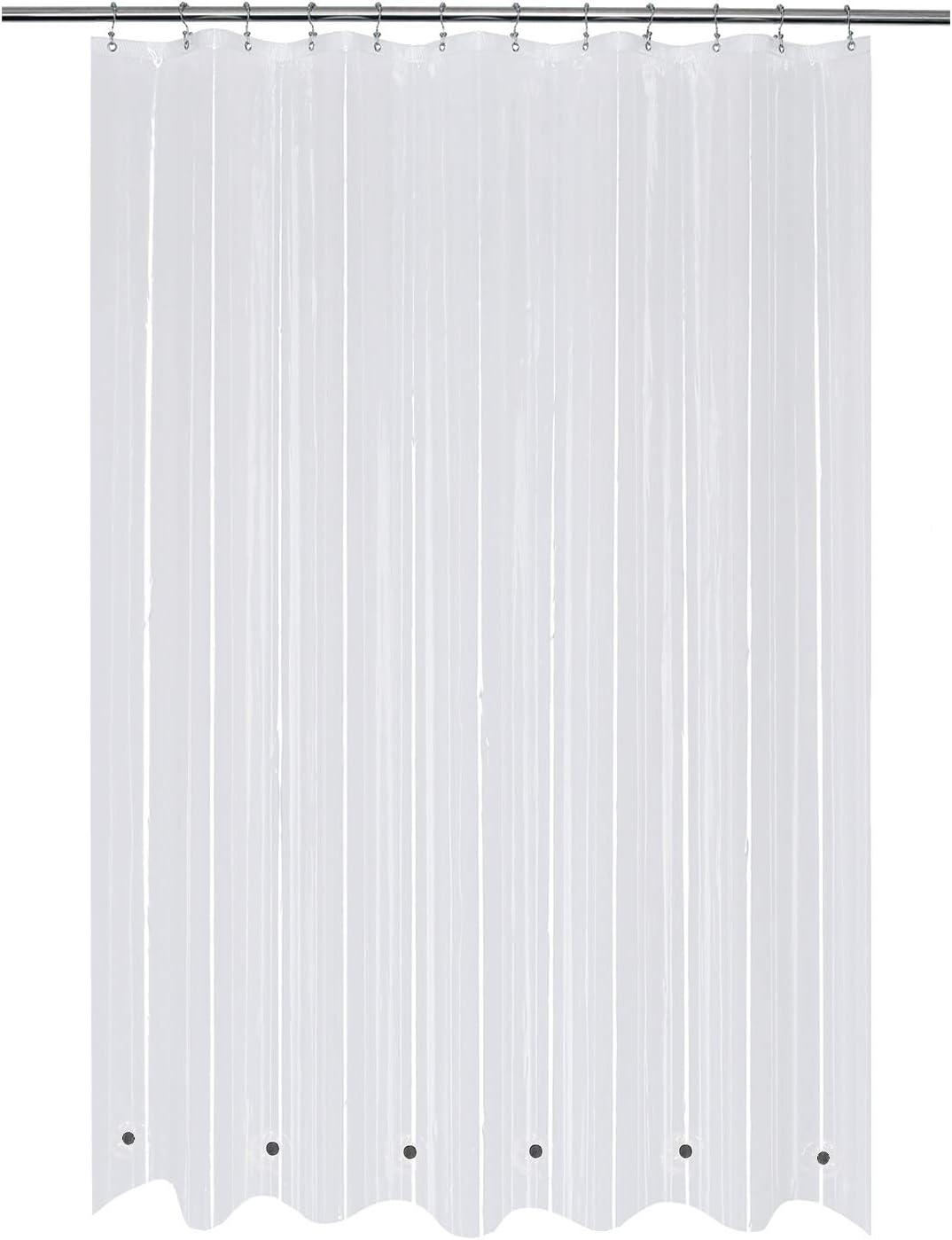 Mrs Awesome Clawfoot Tub Shower Curtain or Liner with 12 Magnets - Free 36 Hooks Included, Waterproof PEVA, 180" x 70", Clear