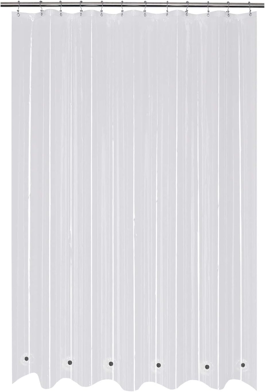 Mrs Awesome Clawfoot Tub Shower Curtain or Liner with 12 Magnets - Free 36 Hooks Included, Waterproof PEVA, 180" x 70", Clear