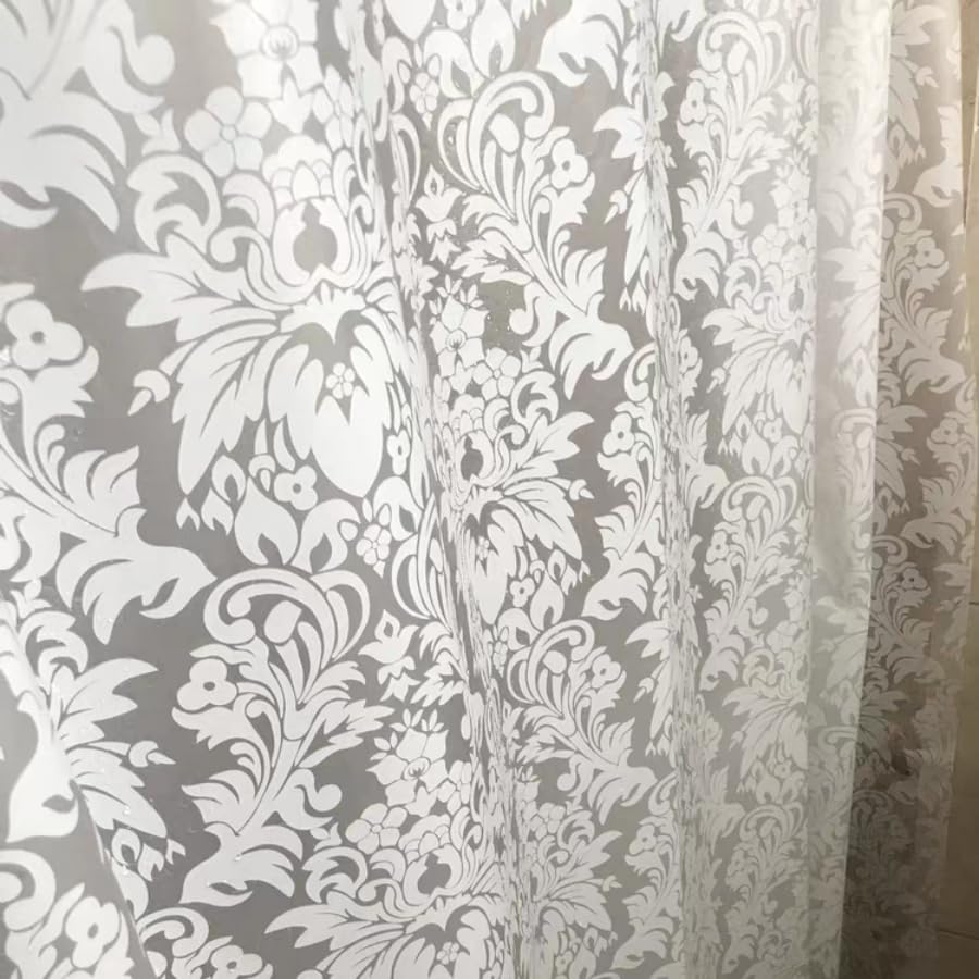 Clawfoot Tub Shower Curtain Floral Damask Liner All Around Extra Wide 180x70 Inch Heavy Duty Artwork Print Bath Curtain for Bathroom Decoration with 36 Metal Grommets Hooks PEVA Waterproof