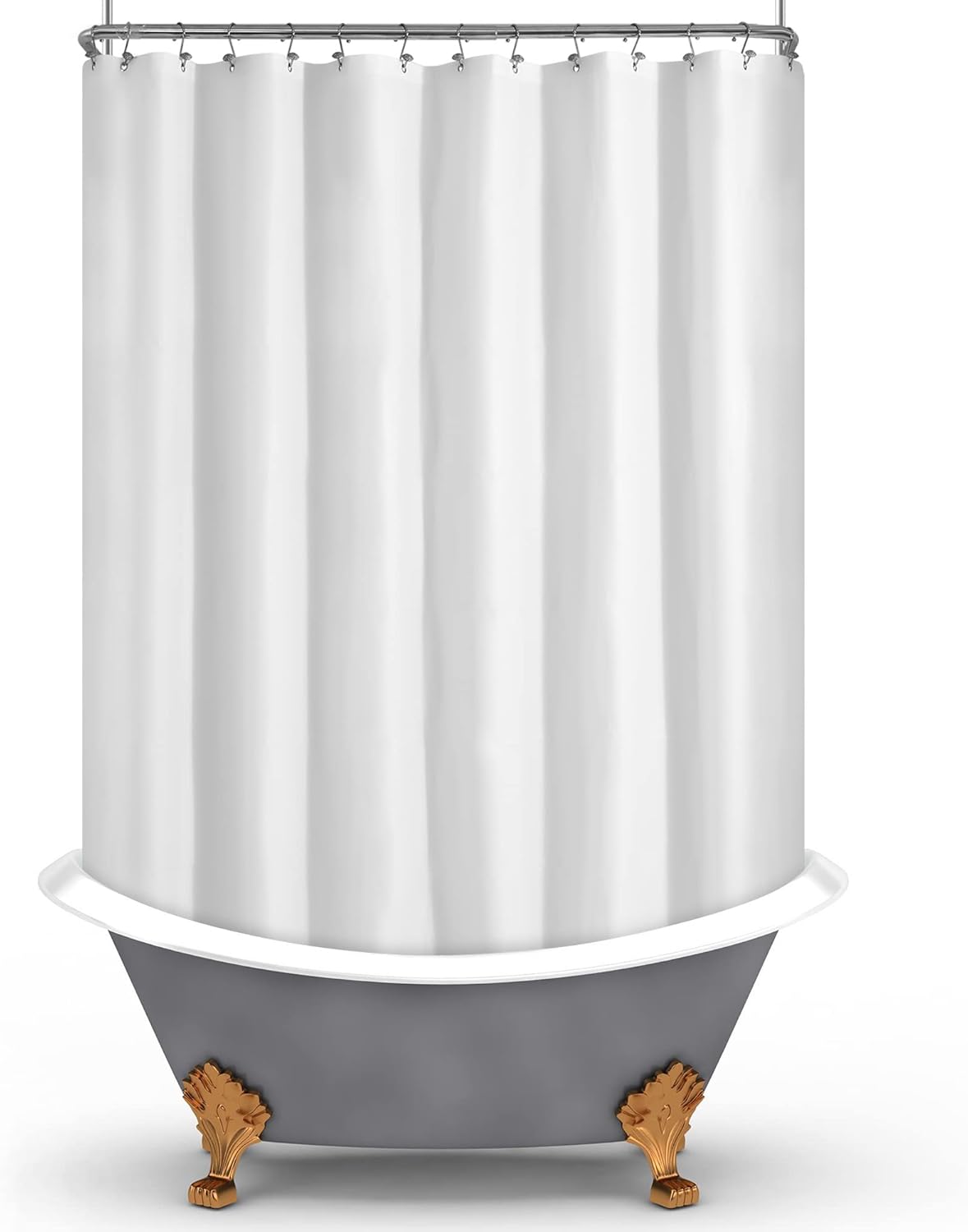 Mrs Awesome Clawfoot Tub Shower Curtain or Liner with 12 Magnets - Free 36 Hooks Included, Waterproof PEVA, 180" x 70", Clear