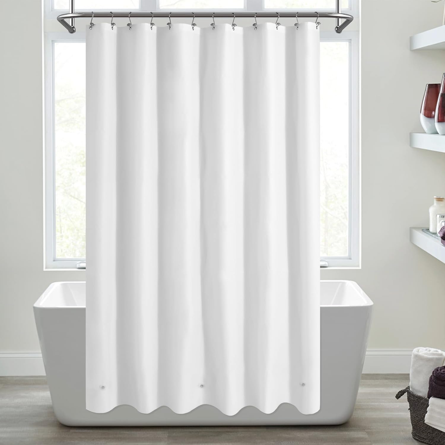 Mrs Awesome Clawfoot Tub Shower Curtain or Liner with 12 Magnets - Free 36 Hooks Included, Waterproof PEVA, 180" x 70", Clear