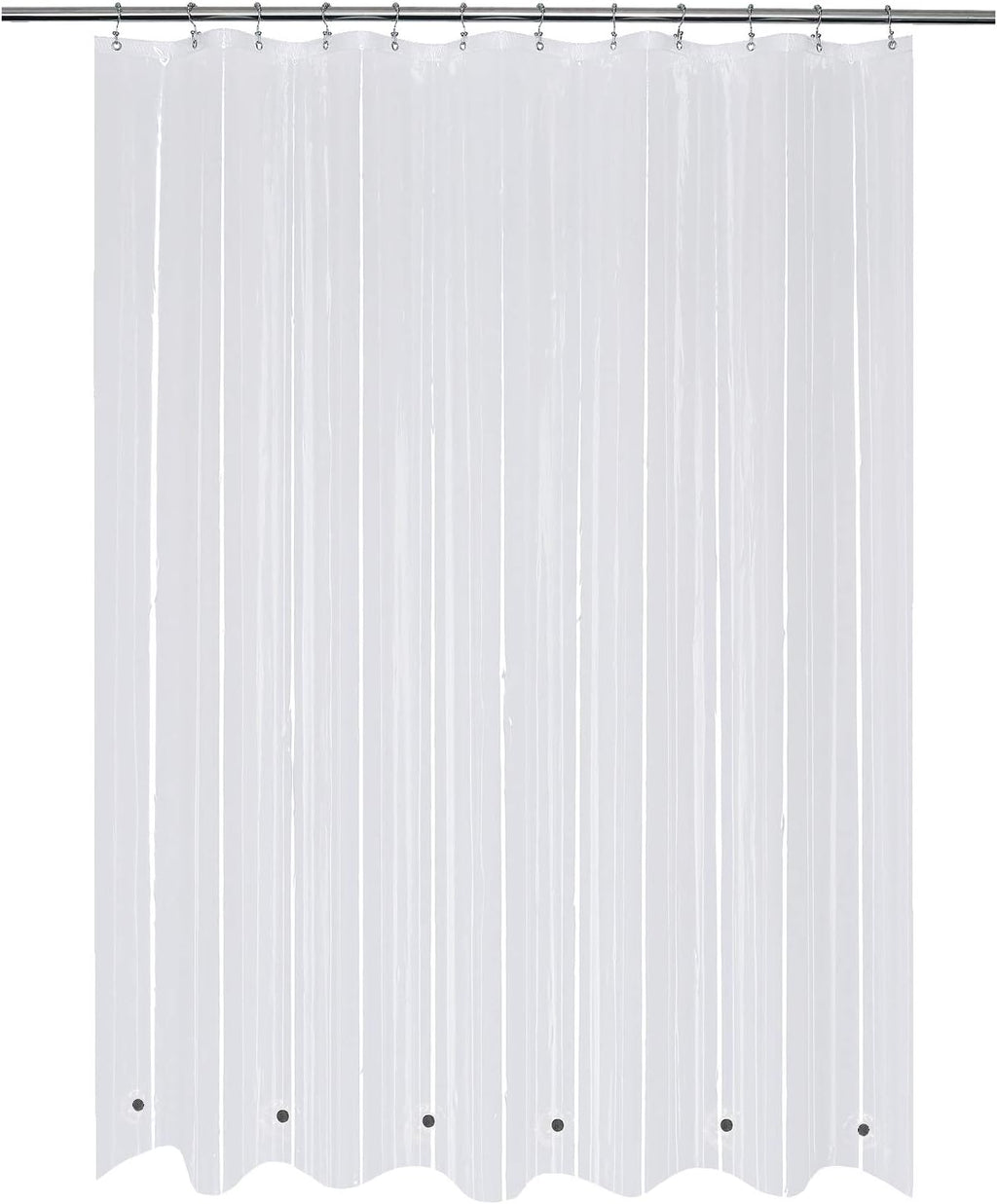 Mrs Awesome Clawfoot Tub Shower Curtain or Liner with 12 Magnets - Free 36 Hooks Included, Waterproof PEVA, 180" x 70", Clear