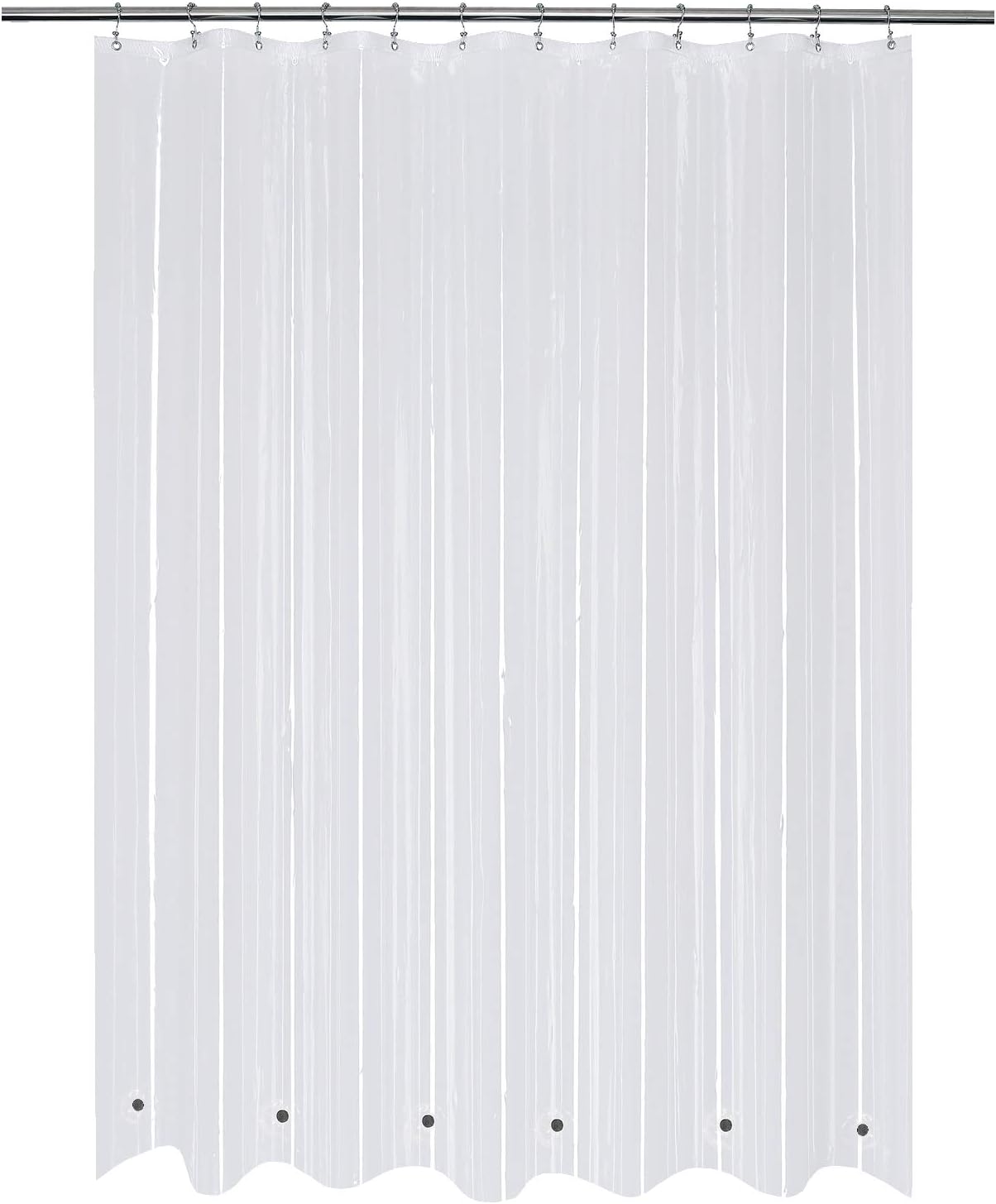 Mrs Awesome Clawfoot Tub Shower Curtain or Liner with 12 Magnets - Free 36 Hooks Included, Waterproof PEVA, 180" x 70", Clear