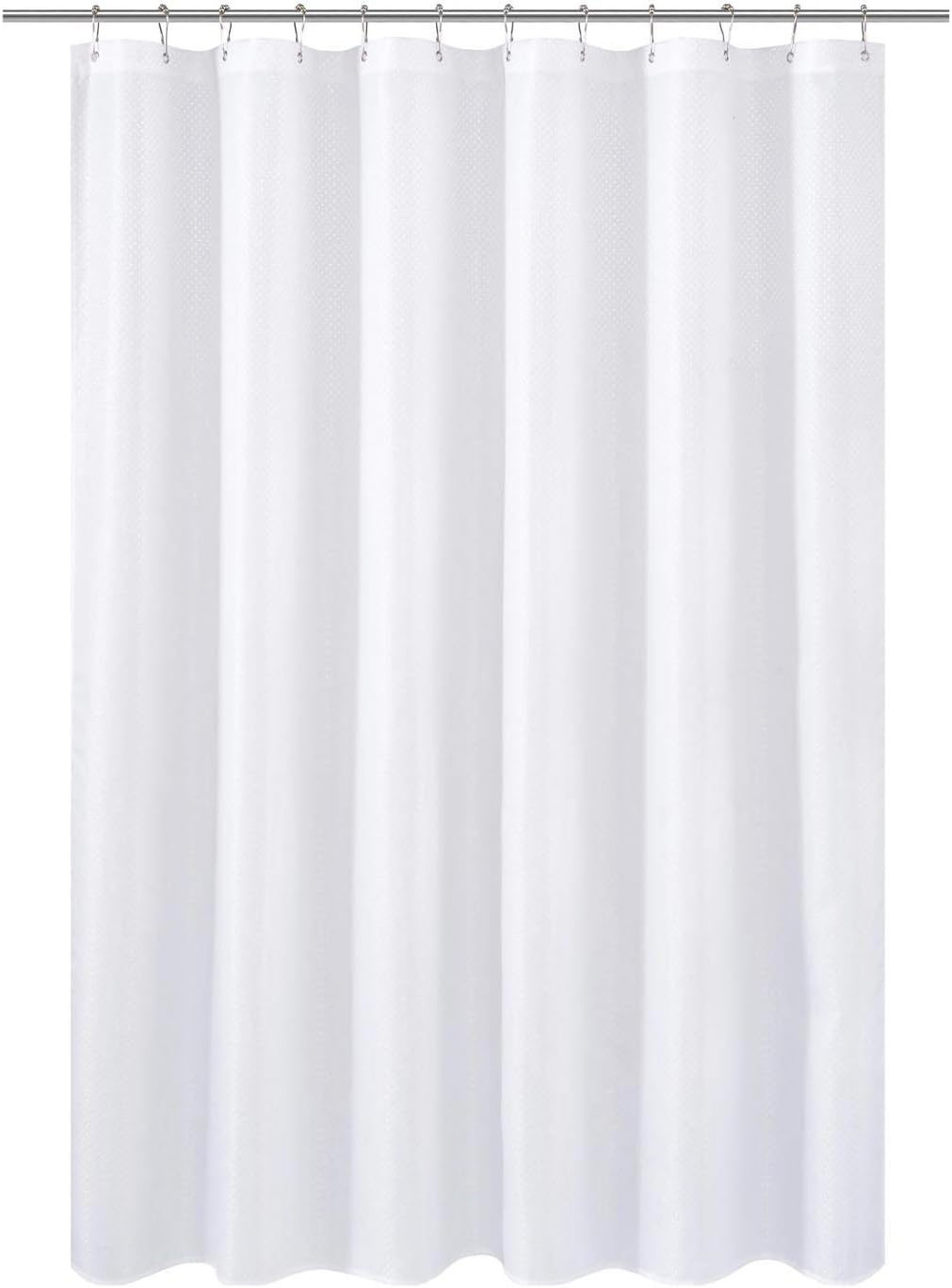 N&Y HOME Fabric Clawfoot Tub Shower Curtain 180 x 70 inches All Wrap Around, 36 Hooks Included, Hotel Quality, Washable, Water Repellent, Diamond Pattern White Bathroom Curtains with Grommets