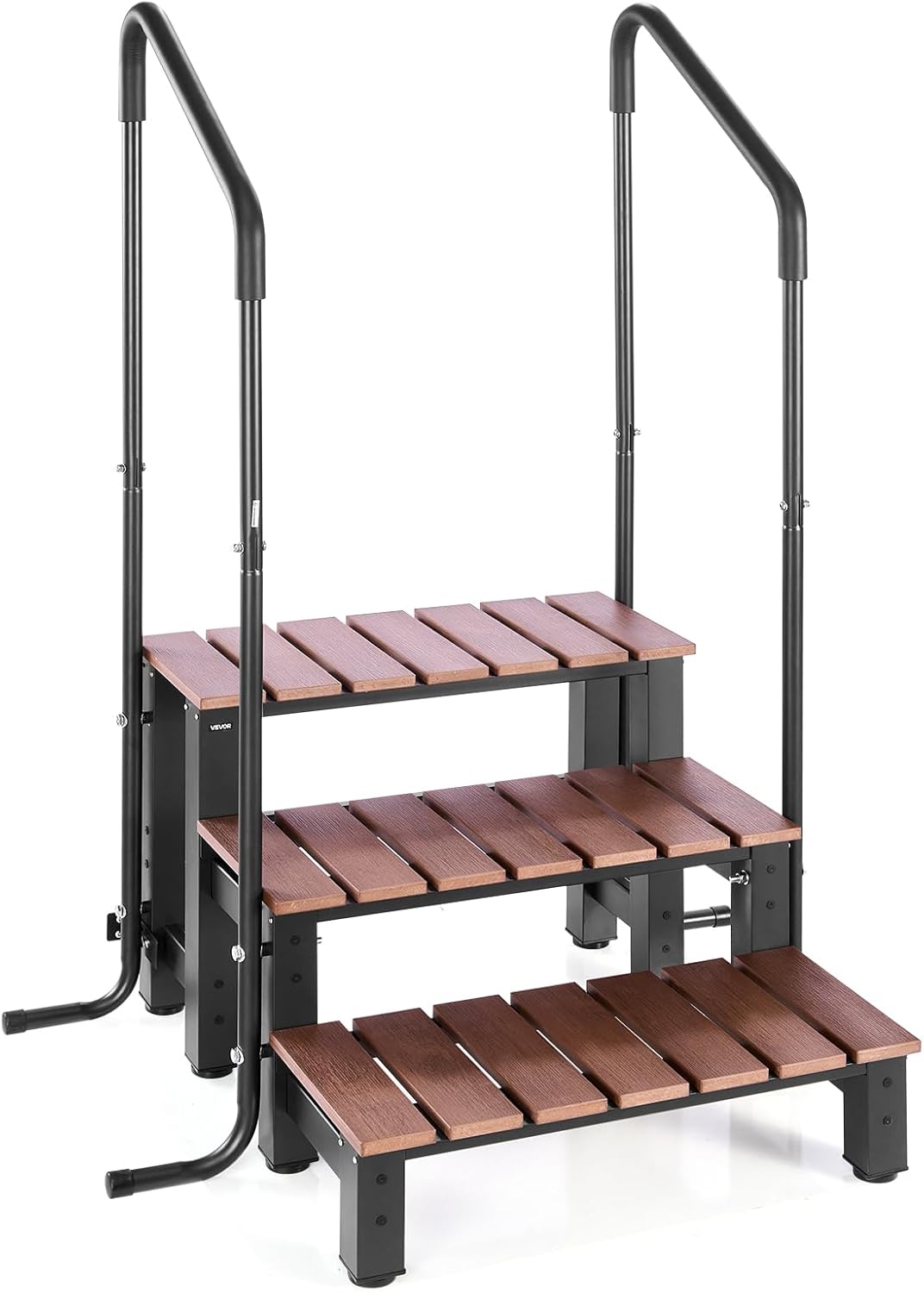 VEVOR Hot Tub Steps, 2-Step Spa Outdoor Stairs, Heavy Duty 23.6 inch Wide PP Above-Ground/Inflatable Pool Ladder with 320 lbs Weight Capacity, Multi-Use for Porch, Patio, Deck, Campers, Black