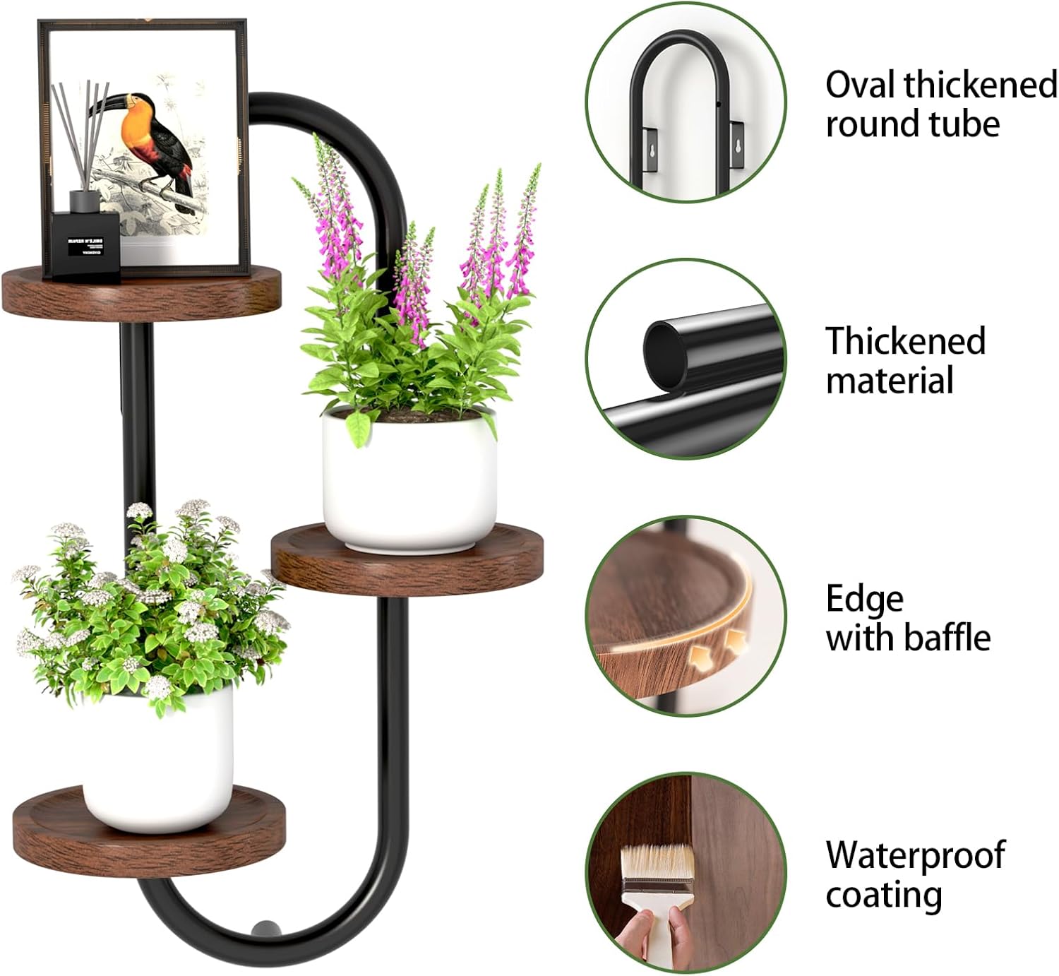 Wall Mounted Plant Stands Indoor Oval Plant Stand - 3 Tier Window Plant Shelf for Multiple Plants Space-Saving Corner Hanging Wall Stand for Small Spaces Planter Lover to Home Decor
