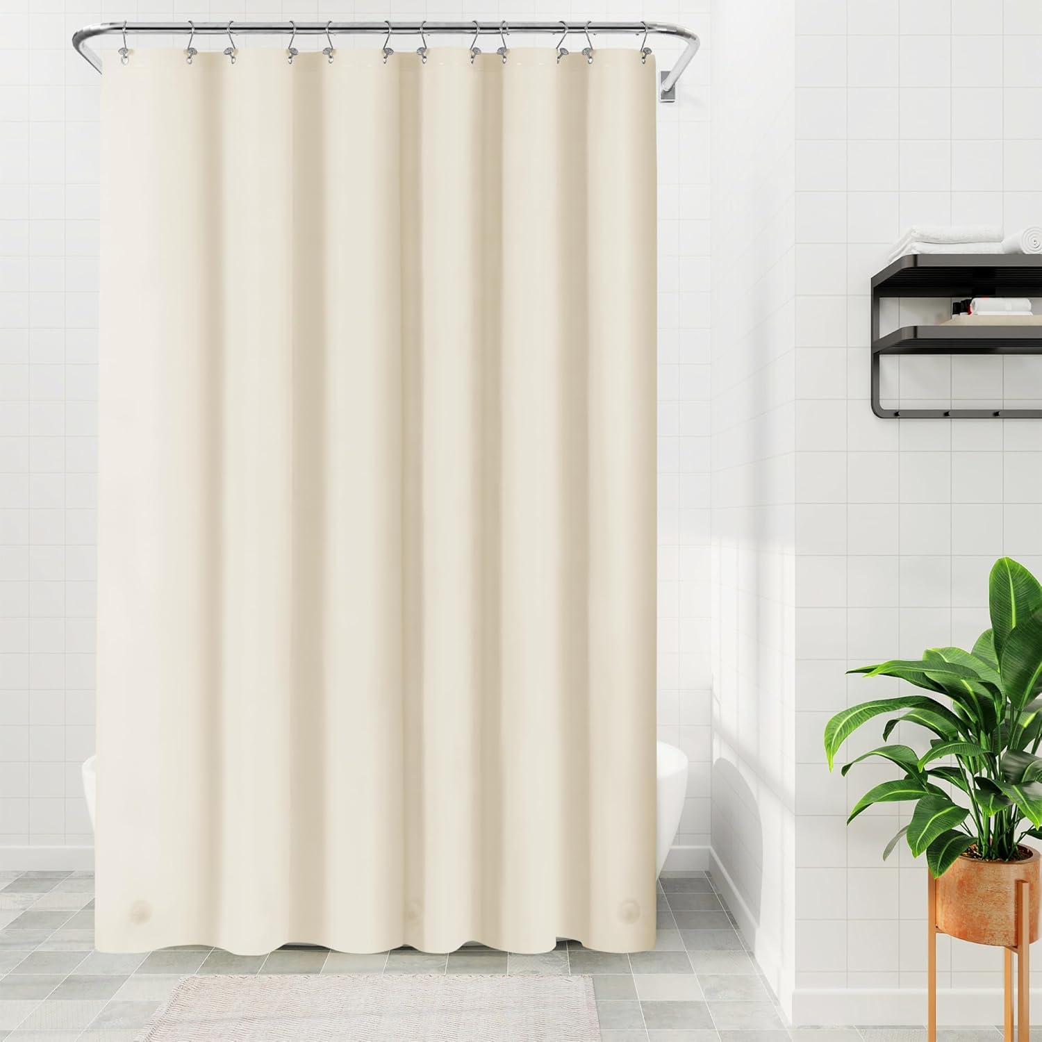 Barossa Design Clawfoot Tub Shower Curtain with 12 Magnets - 36 Metal Hooks Included, 180" W x 70" H Wrap Around, Waterproof PEVA, Metal Grommets - Frosted, 180x70