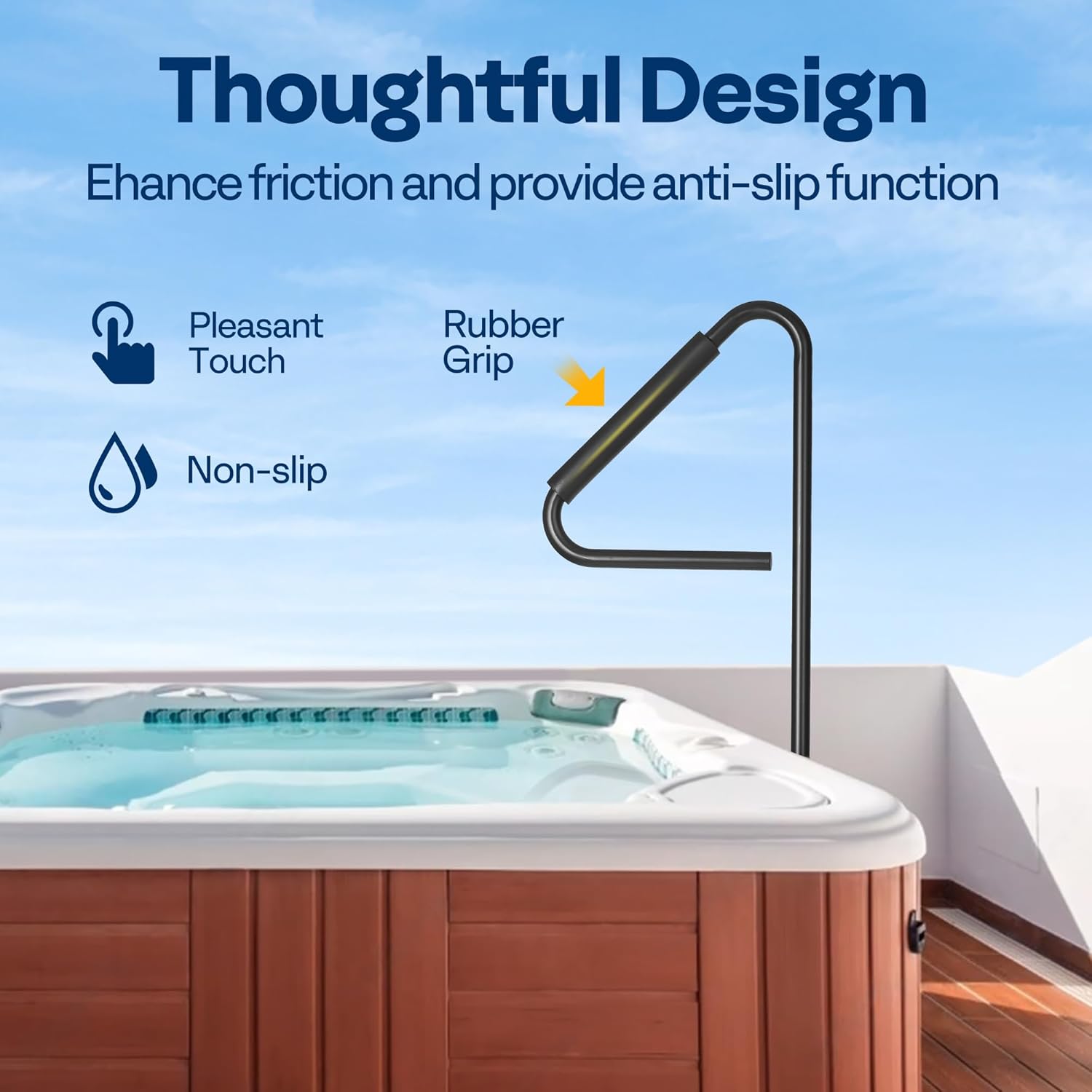 VIVOHOME 360 Rotatable Hot Tub Safety Handrail, Height Adjustable 31'' to 56'', Slide-Under Base Spa Step Handle 600 LBS Load/Rubber Sponge for Indoor Outdoor