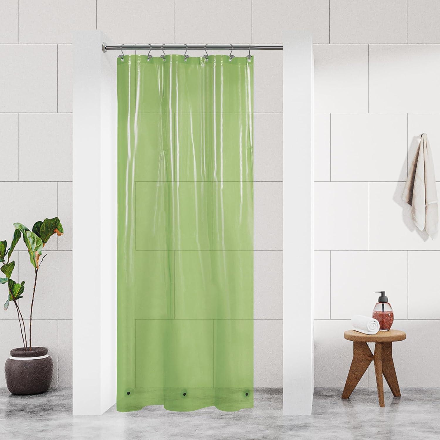 Barossa Design Clawfoot Tub Shower Curtain with 12 Magnets - 36 Metal Hooks Included, 180" W x 70" H Wrap Around, Waterproof PEVA, Metal Grommets - Frosted, 180x70