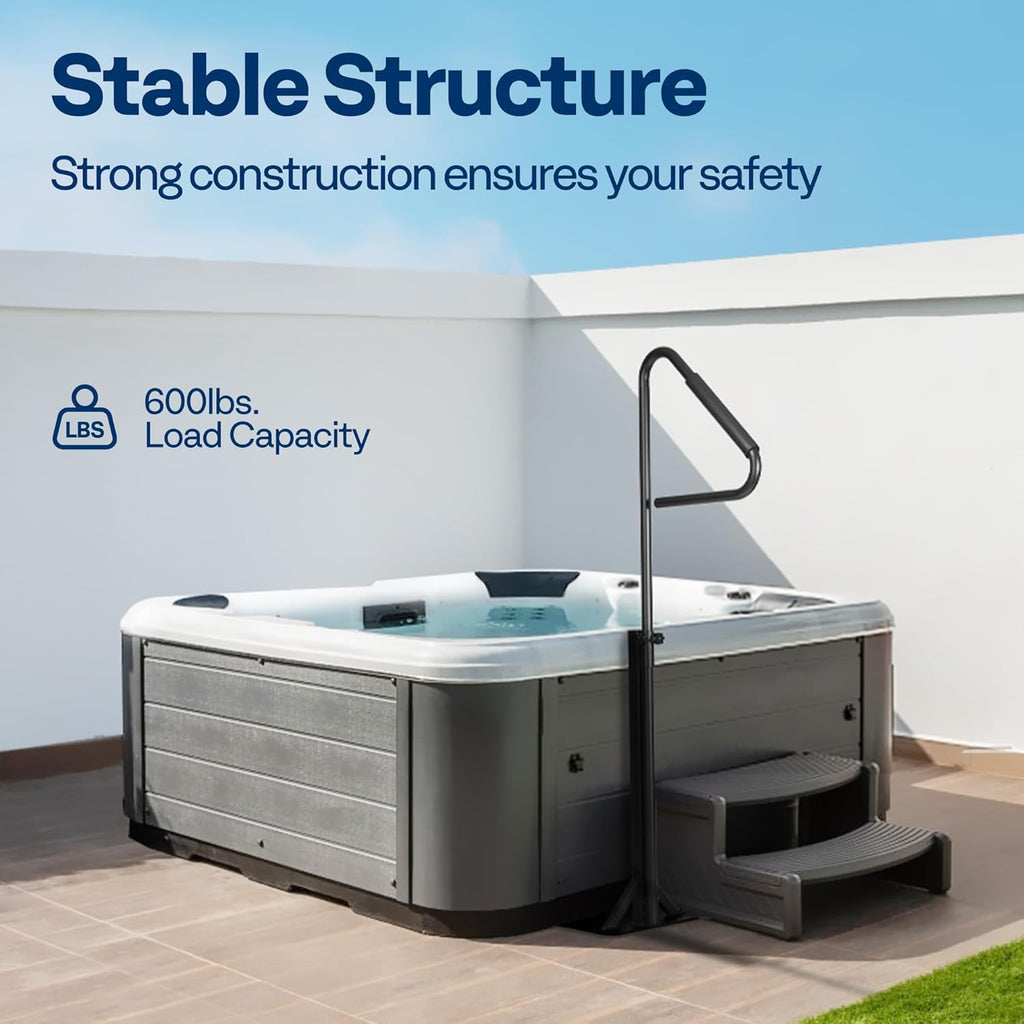 VIVOHOME 360 Rotatable Hot Tub Safety Handrail, Height Adjustable 31'' to 56'', Slide-Under Base Spa Step Handle 600 LBS Load/Rubber Sponge for Indoor Outdoor