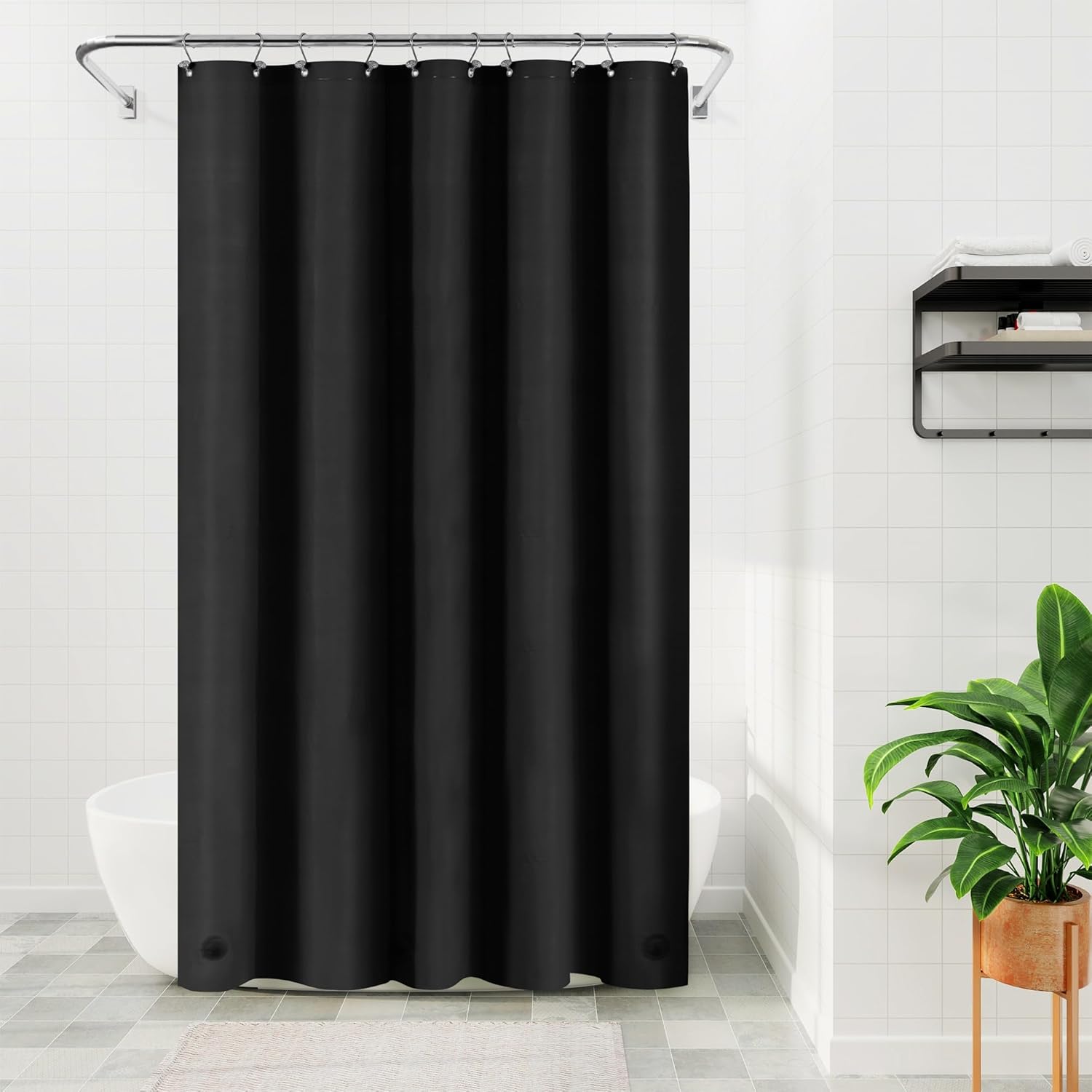 Barossa Design Clawfoot Tub Shower Curtain with 12 Magnets - 36 Metal Hooks Included, 180" W x 70" H Wrap Around, Waterproof PEVA, Metal Grommets - Frosted, 180x70