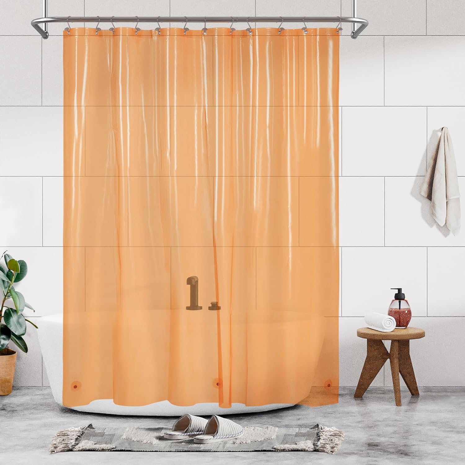 Barossa Design Clawfoot Tub Shower Curtain with 12 Magnets - 36 Metal Hooks Included, 180" W x 70" H Wrap Around, Waterproof PEVA, Metal Grommets - Frosted, 180x70