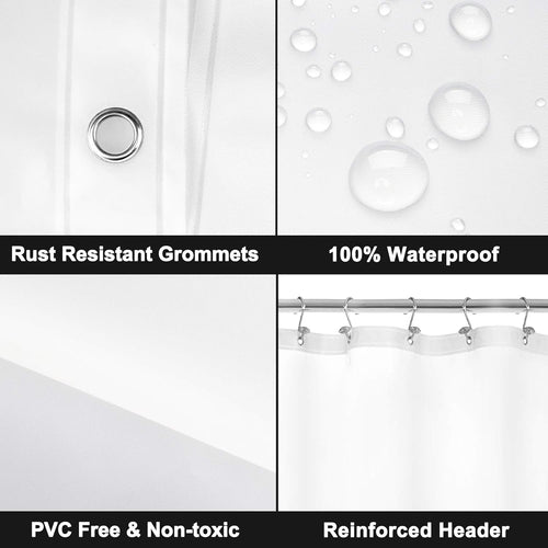 Barossa Design Clawfoot Tub Shower Curtain with 12 Magnets - 36 Metal Hooks Included, 180" W x 70" H Wrap Around, Waterproof PEVA, Metal Grommets - Frosted, 180x70