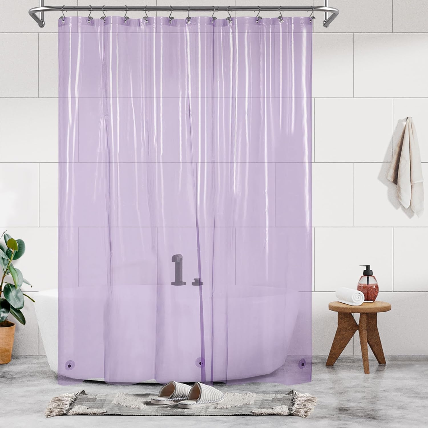 Barossa Design Clawfoot Tub Shower Curtain with 12 Magnets - 36 Metal Hooks Included, 180" W x 70" H Wrap Around, Waterproof PEVA, Metal Grommets - Frosted, 180x70