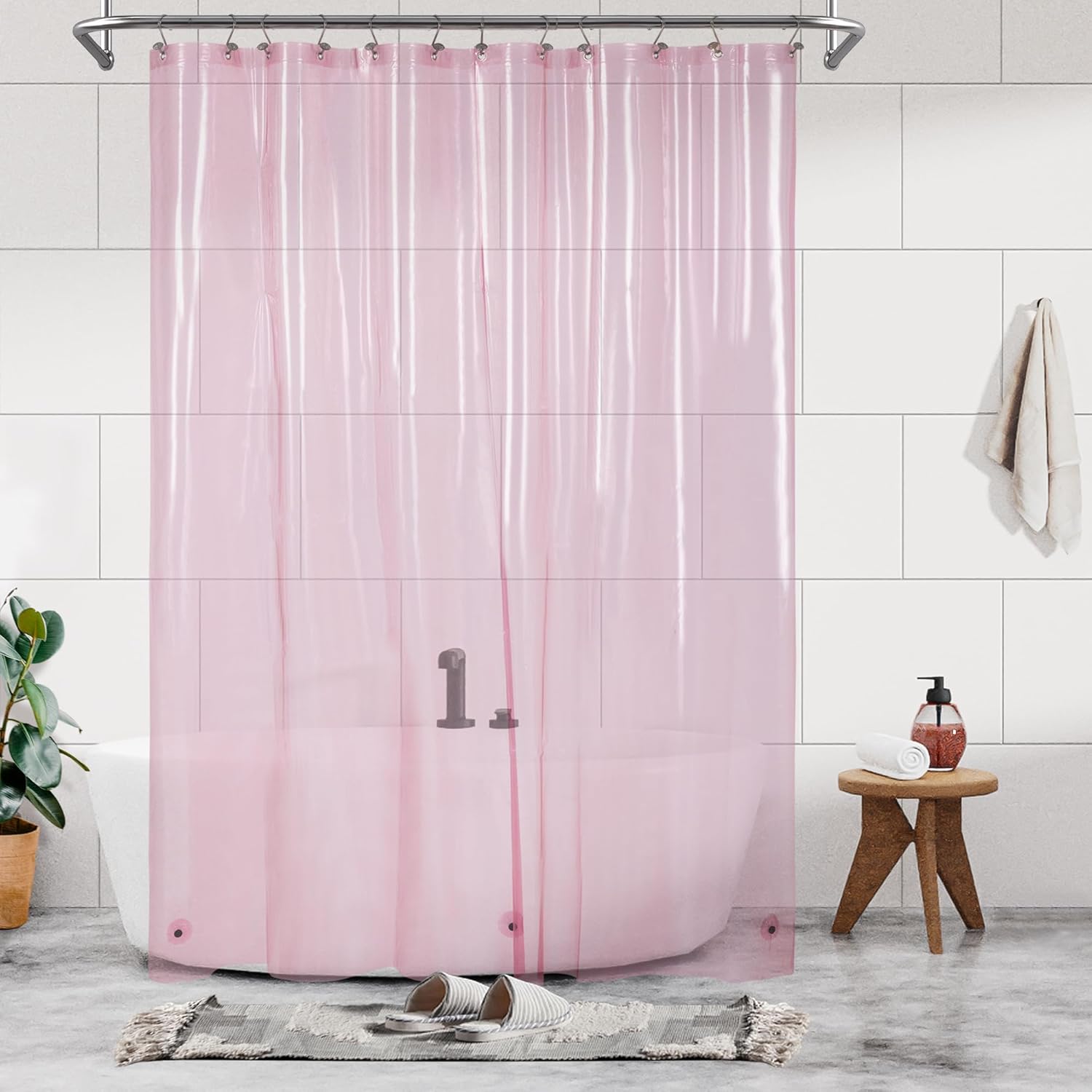 Barossa Design Clawfoot Tub Shower Curtain with 12 Magnets - 36 Metal Hooks Included, 180" W x 70" H Wrap Around, Waterproof PEVA, Metal Grommets - Frosted, 180x70