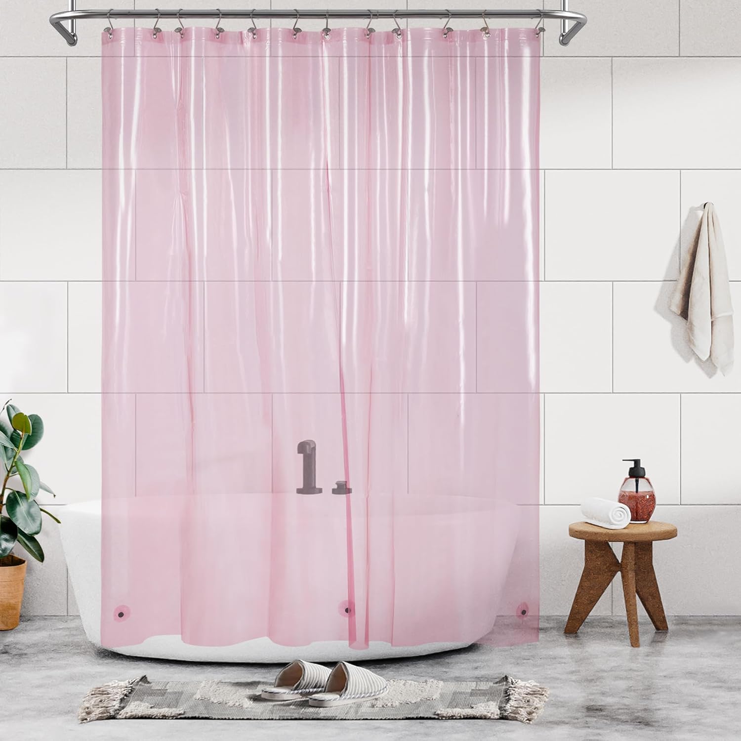 Barossa Design Clawfoot Tub Shower Curtain with 12 Magnets - 36 Metal Hooks Included, 180" W x 70" H Wrap Around, Waterproof PEVA, Metal Grommets - Frosted, 180x70