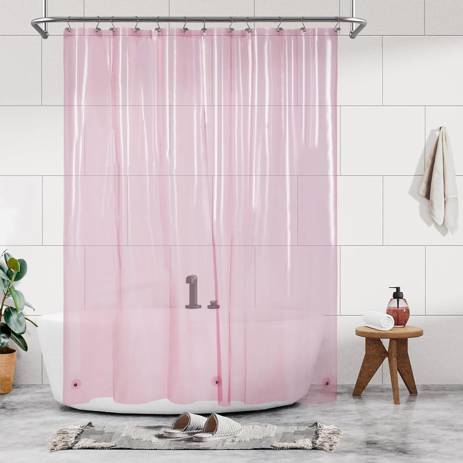 Barossa Design Clawfoot Tub Shower Curtain with 12 Magnets - 36 Metal Hooks Included, 180" W x 70" H Wrap Around, Waterproof PEVA, Metal Grommets - Frosted, 180x70
