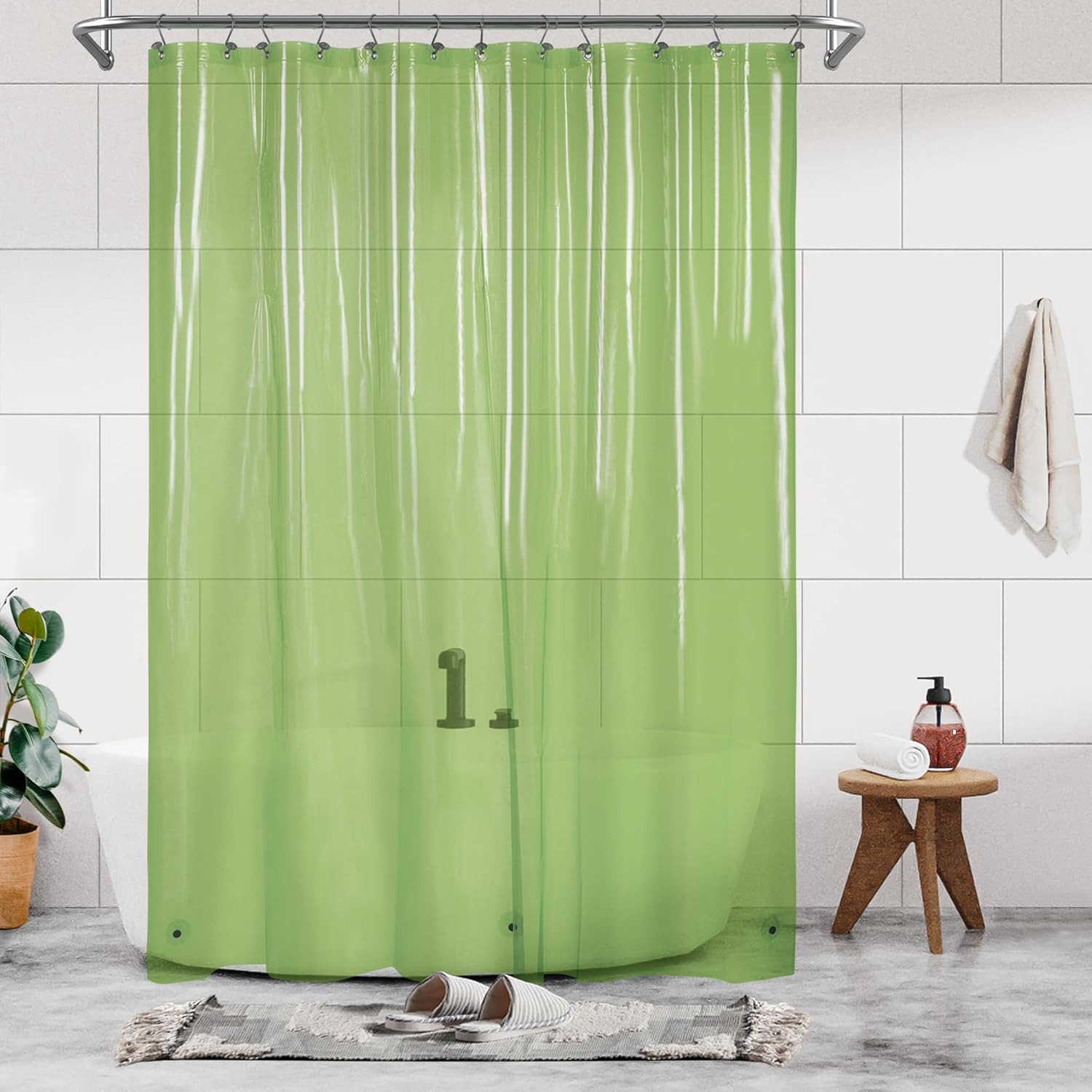 Barossa Design Clawfoot Tub Shower Curtain with 12 Magnets - 36 Metal Hooks Included, 180" W x 70" H Wrap Around, Waterproof PEVA, Metal Grommets - Frosted, 180x70