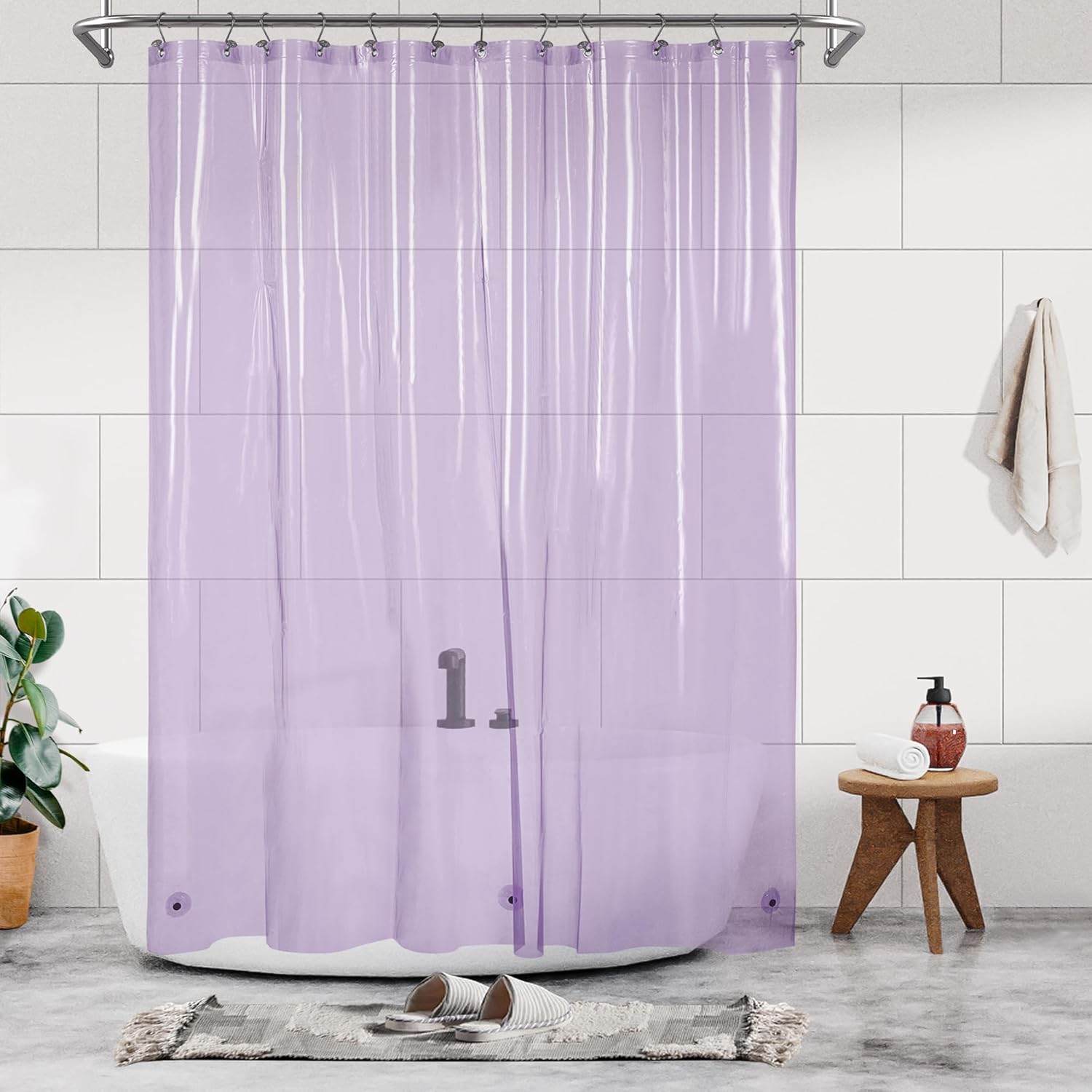 Barossa Design Clawfoot Tub Shower Curtain with 12 Magnets - 36 Metal Hooks Included, 180" W x 70" H Wrap Around, Waterproof PEVA, Metal Grommets - Frosted, 180x70