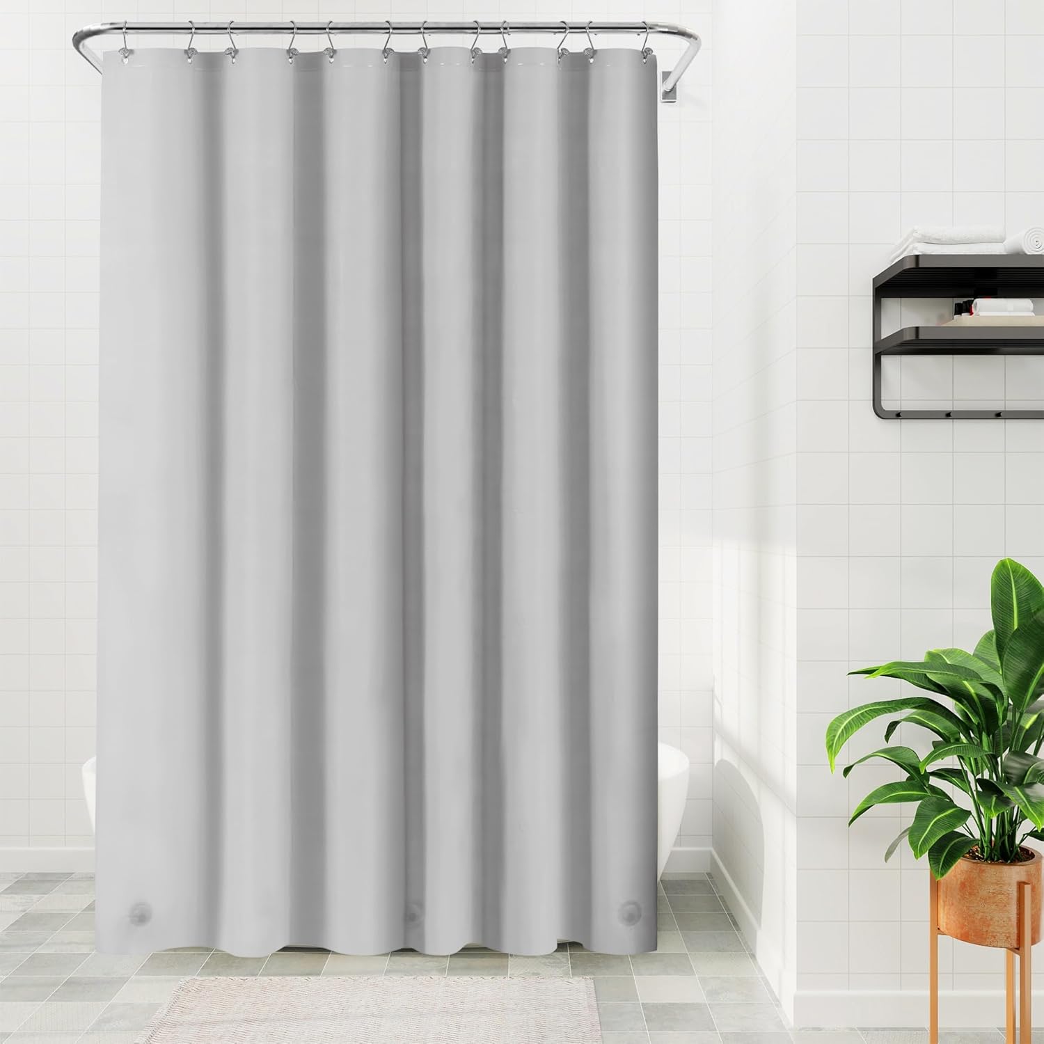 Barossa Design Clawfoot Tub Shower Curtain with 12 Magnets - 36 Metal Hooks Included, 180" W x 70" H Wrap Around, Waterproof PEVA, Metal Grommets - Frosted, 180x70