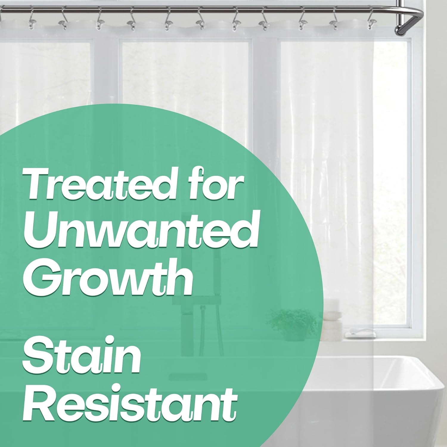 Mrs Awesome Clawfoot Tub Shower Curtain or Liner with 12 Magnets - Free 36 Hooks Included, Waterproof PEVA, 180" x 70", Clear