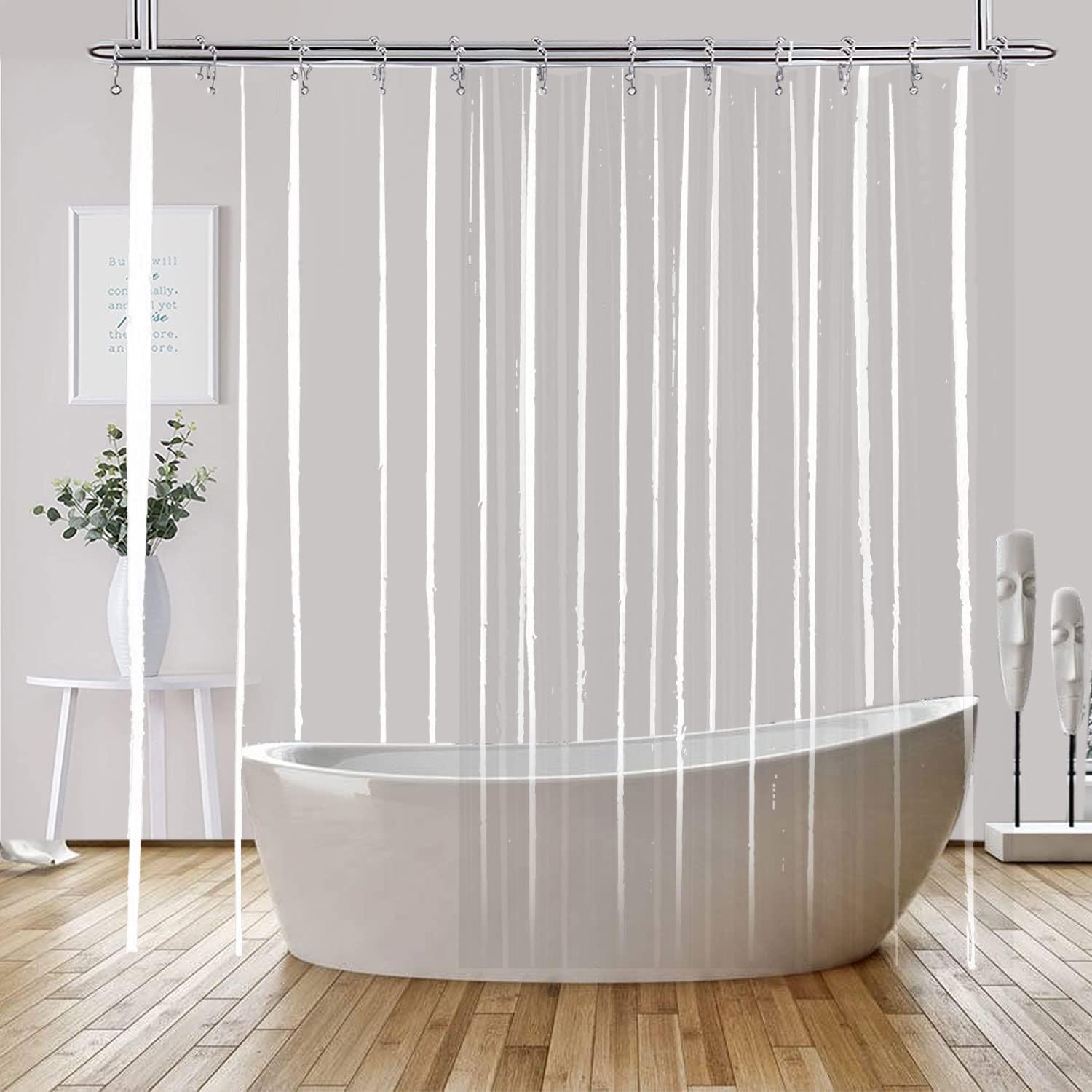 YISURE Clawfoot Tub Shower Curtain, Wrap Around Clear Shower Curtain Liner with 6 Bottom Magnets PEVA Extra Wide Bathtub Curtain for Bathroom Vintage Freestanding Tub 180’’W x 70’’L