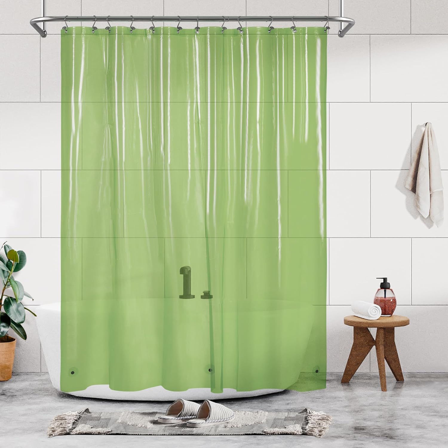 Barossa Design Clawfoot Tub Shower Curtain with 12 Magnets - 36 Metal Hooks Included, 180" W x 70" H Wrap Around, Waterproof PEVA, Metal Grommets - Frosted, 180x70