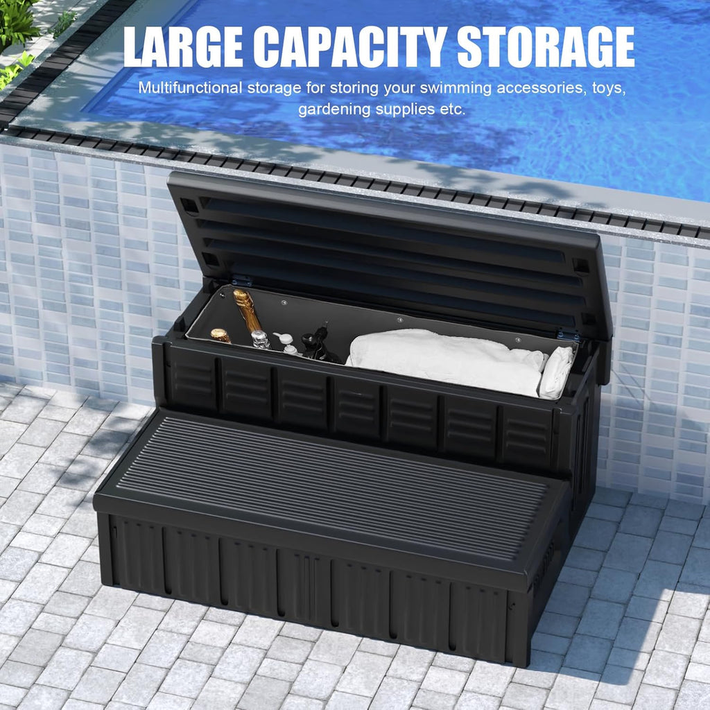 Hot Tub Steps, Outdoor Spa Steps with Storage, Non-Slip & Sturdy Hot Tub Stairs, 36 Inches Long, Black