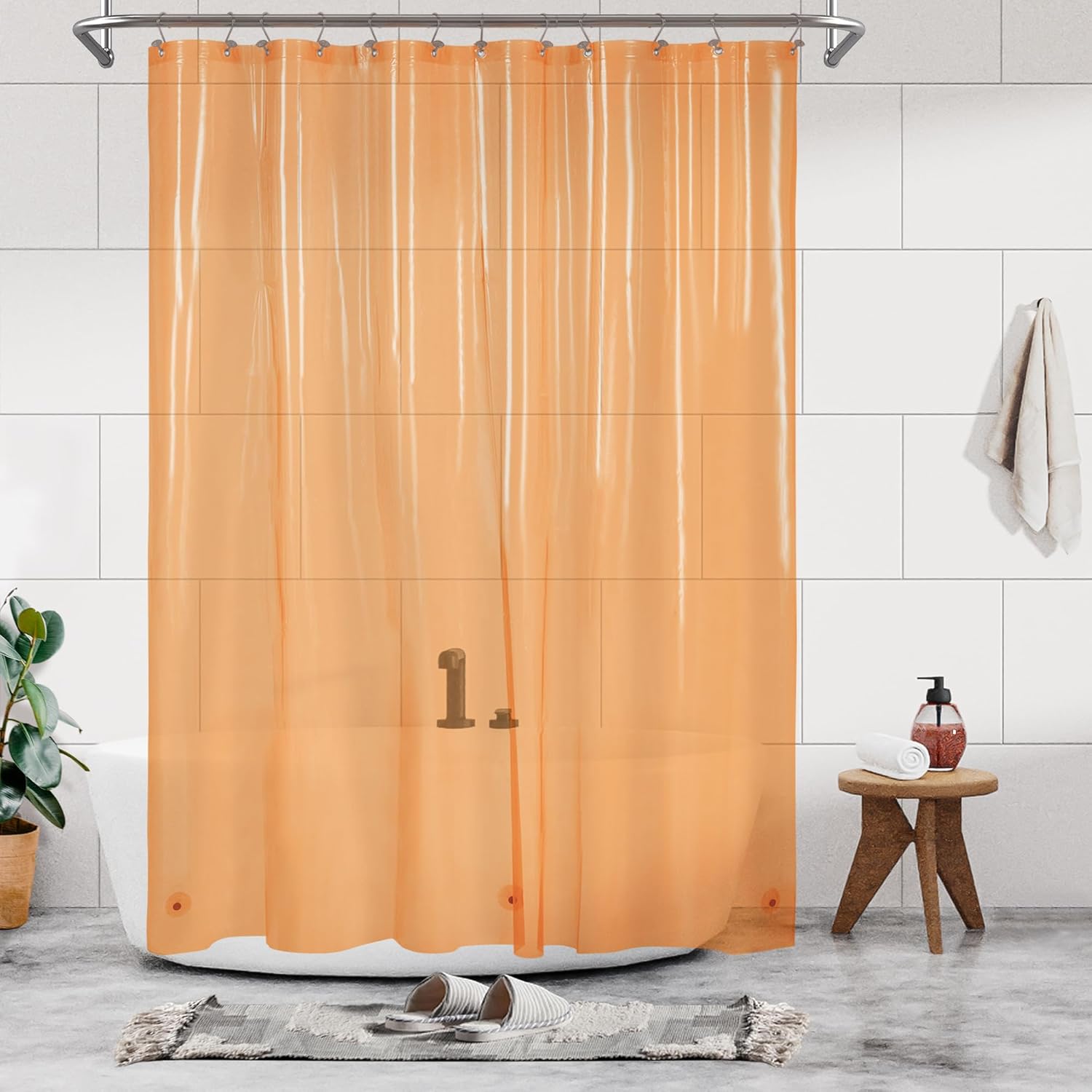 Barossa Design Clawfoot Tub Shower Curtain with 12 Magnets - 36 Metal Hooks Included, 180" W x 70" H Wrap Around, Waterproof PEVA, Metal Grommets - Frosted, 180x70