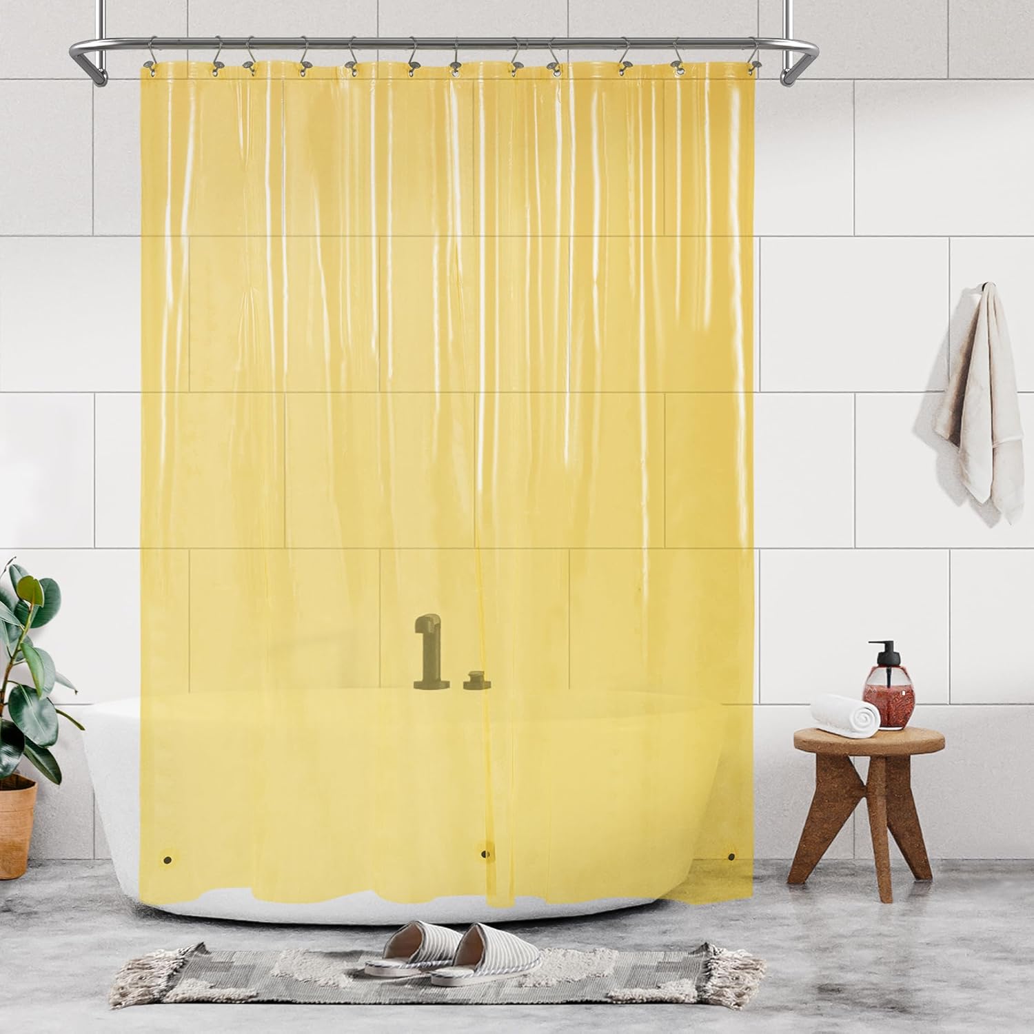 Barossa Design Clawfoot Tub Shower Curtain with 12 Magnets - 36 Metal Hooks Included, 180" W x 70" H Wrap Around, Waterproof PEVA, Metal Grommets - Frosted, 180x70