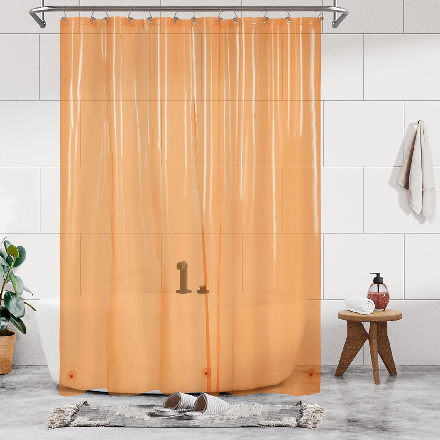 Barossa Design Clawfoot Tub Shower Curtain with 12 Magnets - 36 Metal Hooks Included, 180" W x 70" H Wrap Around, Waterproof PEVA, Metal Grommets - Frosted, 180x70