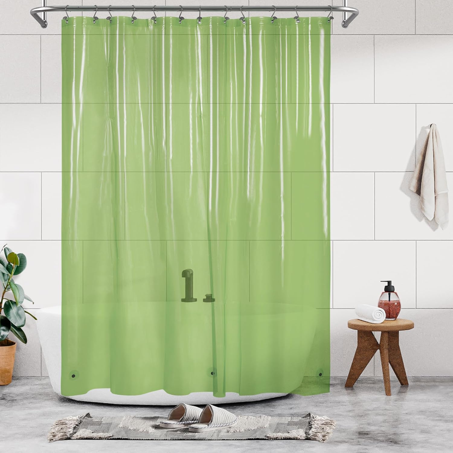 Barossa Design Clawfoot Tub Shower Curtain with 12 Magnets - 36 Metal Hooks Included, 180" W x 70" H Wrap Around, Waterproof PEVA, Metal Grommets - Frosted, 180x70