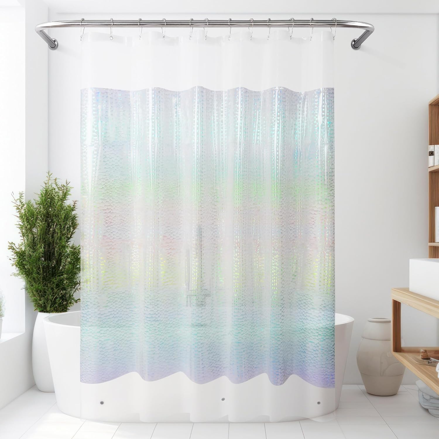 Mrs Awesome Clawfoot Tub Shower Curtain or Liner with 12 Magnets - Free 36 Hooks Included, Waterproof PEVA, 180" x 70", Clear