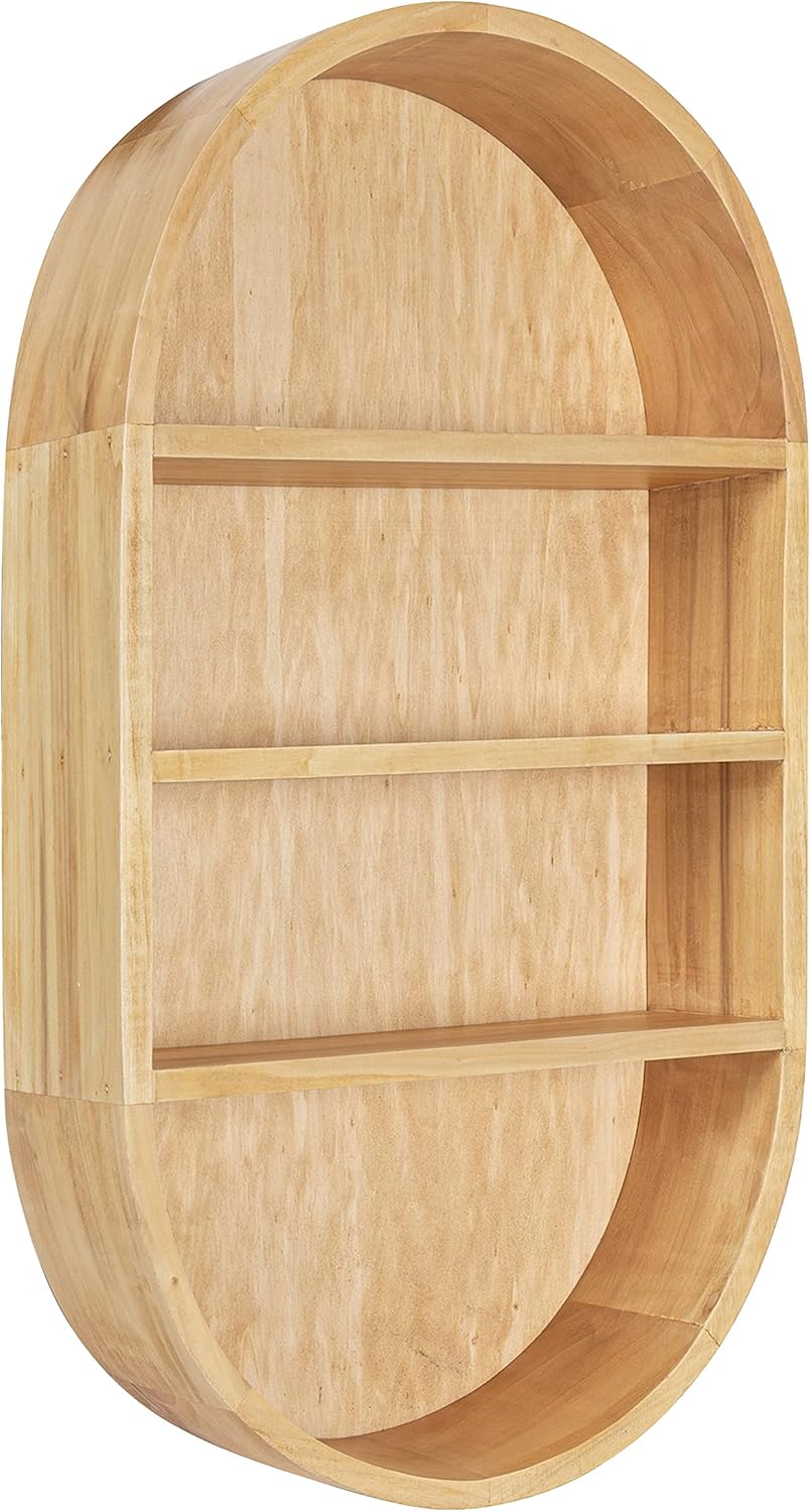 Kate and Laurel Hutton Scandinavian Capsule Wall Shelf; 16 x 28; Natural Wood; Geometric Modern Shelves for Wall