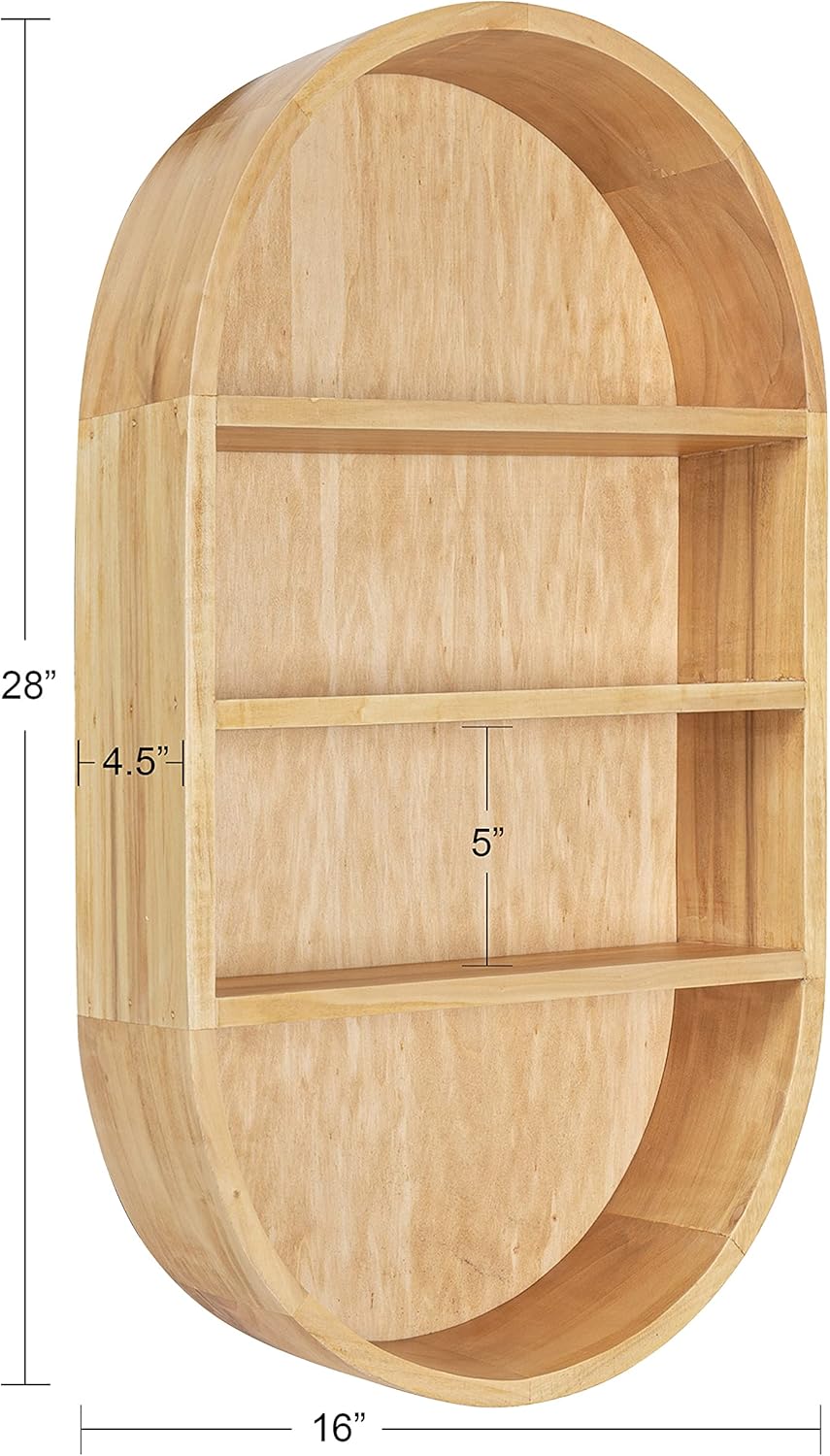 Kate and Laurel Hutton Scandinavian Capsule Wall Shelf; 16 x 28; Natural Wood; Geometric Modern Shelves for Wall