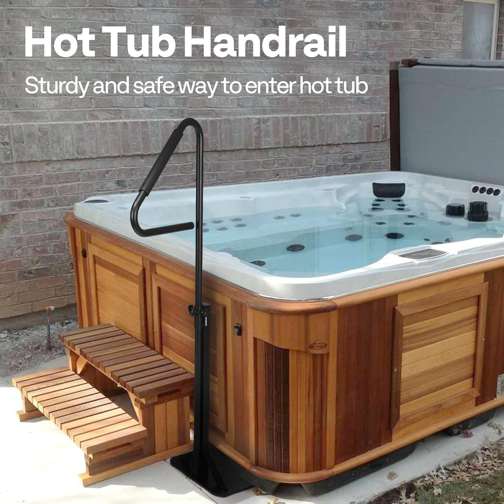VIVOHOME 360 Rotatable Hot Tub Safety Handrail, Height Adjustable 31'' to 56'', Slide-Under Base Spa Step Handle 600 LBS Load/Rubber Sponge for Indoor Outdoor