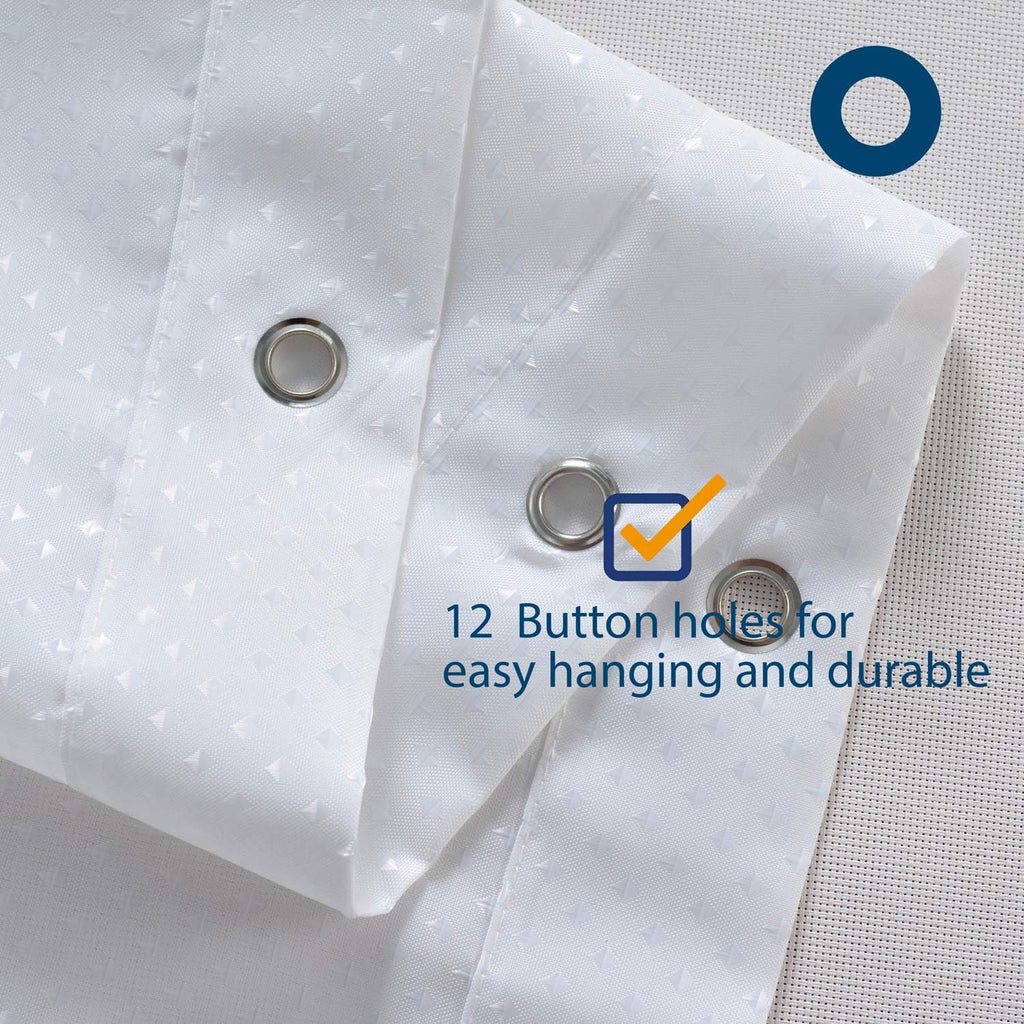 N&Y HOME Fabric Clawfoot Tub Shower Curtain 180 x 70 inches All Wrap Around, 36 Hooks Included, Hotel Quality, Washable, Water Repellent, Diamond Pattern White Bathroom Curtains with Grommets