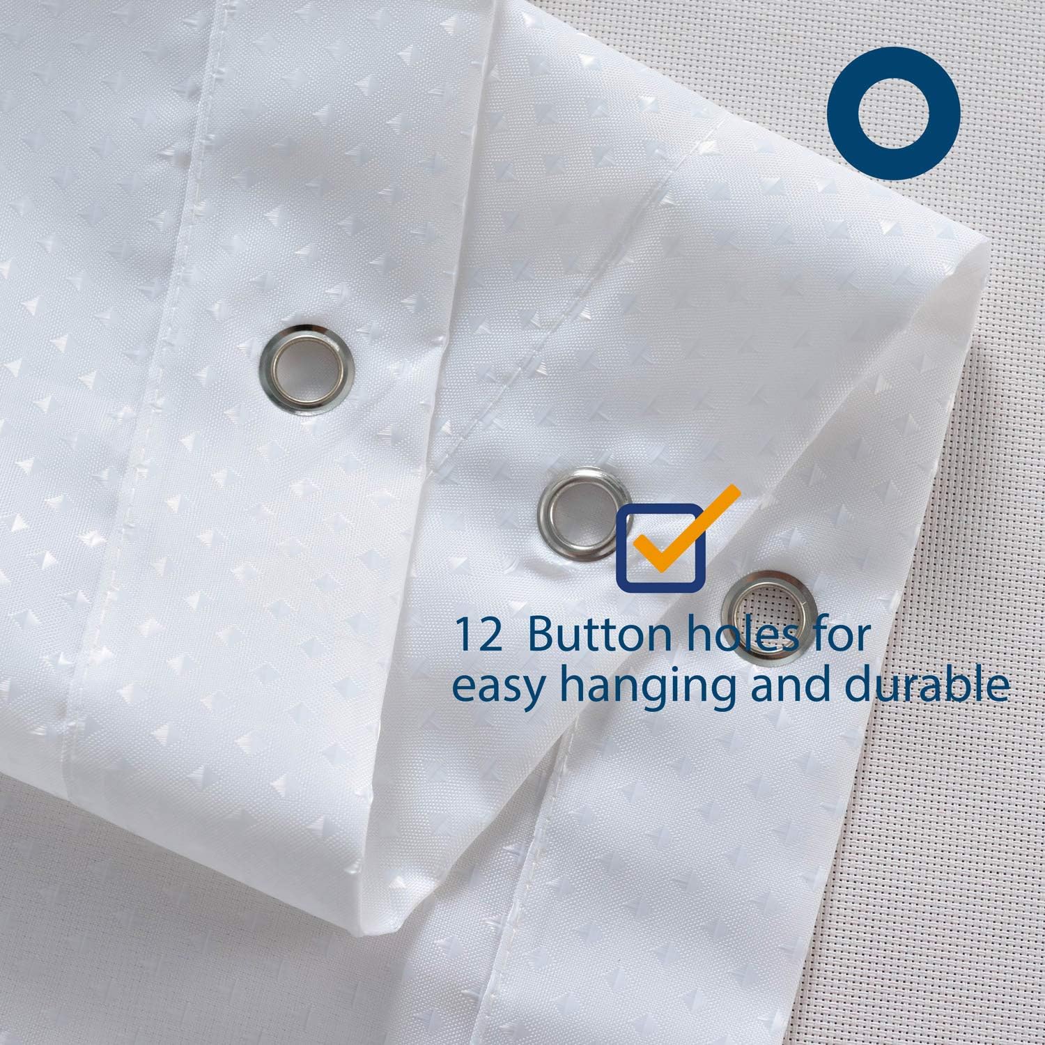 N&Y HOME Fabric Clawfoot Tub Shower Curtain 180 x 70 inches All Wrap Around, 36 Hooks Included, Hotel Quality, Washable, Water Repellent, Diamond Pattern White Bathroom Curtains with Grommets